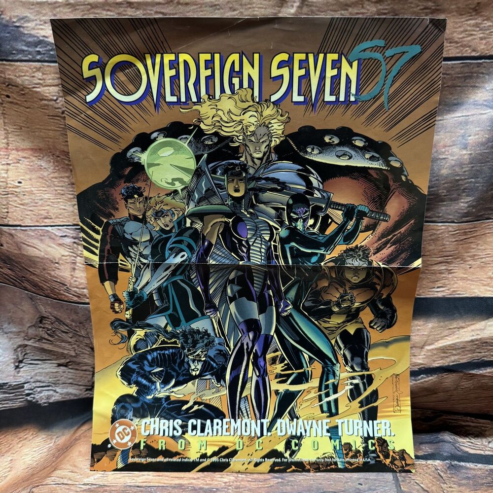 Vintage 1995 Sovereign Seven Promo Poster Chris Claremont Dwayne Turner DC